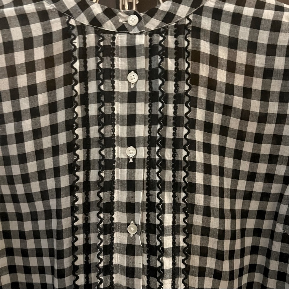 NWT J.Crew Gingham Popover with Ruffle detail